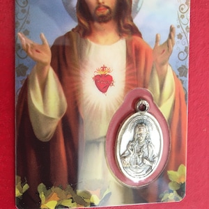 medalla milagrosa-Oración Responsable por los míos y por los demás-Icono Imagen Canivet, Tarjeta bajo protección plástica + medalla religiosa