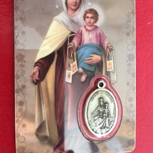 Medalla milagrosa-Oración a Notre-Dame-du-Mont Carmel-Canivet Imagen religiosa Icono,Tarjeta bajo protección plástica +medalla religiosa