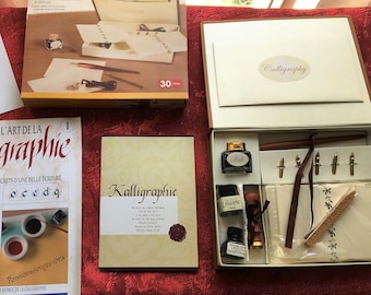 Calligraphy-Writing Set Calligraphic Design-Cards-Letters-Poetry Album + 2 Art Instruction Books see description