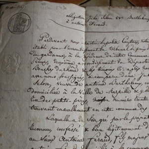 Register 1843 Französischer alter handgeschriebener Brief auf Papier Royal Act SEPTEMES-LES-VALLONS Frankreich B. BourillY les Pennes-Mirabeau Antiquität
