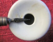 Vintage inkpot in Porcelain White (Insert) School Office Penholder(Blanzy-Poure) 1 Nib-Office(related objects) Inkwell.