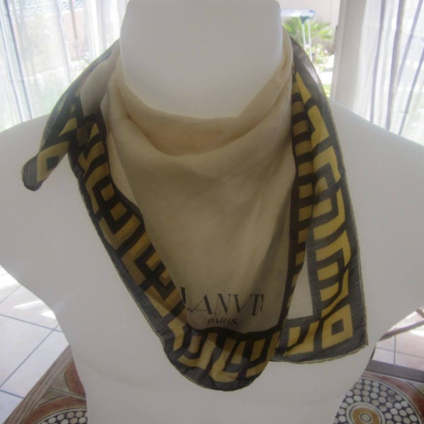 Jeanne Lanvin PARIS Authentic scarf Vintage Authentic Foulard Pouch Luxury for Elegant lady in pure silk For lady Pure silk 56 X 54 Cm