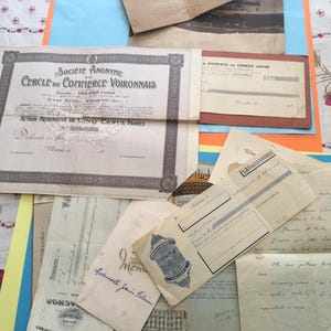 French Scrapbooking Notebook 15 Old Papers: Action commerce Voiron-Panoramic card Gérardmer-Wishes-Menu-Invoices-manuscript-Junk journ-junk