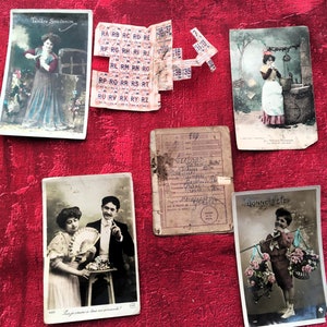 WW2-Rare-War 1939/45-Mairie of Grans France General Supply Notebook+4 postcards-Restriction Tickets-Good Coupons-Scrapbooking