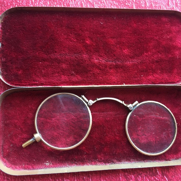 France Lunettes de vision Opéra Théâtre  Vintage-lorgnon-lorgnettes-binocle-Binocles lunette à ressort sur les cotés pliables + étui métal-