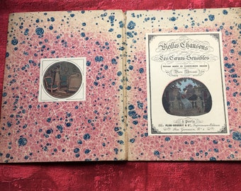 Rare 1910-Old Songs for Sensitive Hearts Dance music scores Ed. decorated with 32 chromographic images: P. Brissaud-Plon Paris