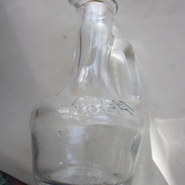 VINTAGE Glas Fettöl Krug Glas französisches Olivenöl Puget Krug aus den 1950er Jahren Glas hat Werbung PUGET-Öl hergestellt in Frankreich
