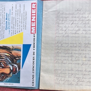 Cuaderno cuaderno de ejercicios Francia Años 1949/50 Cuaderno de colegiala Recitaciones-Textos escritura dibujos Armenia Jacqueline Gh-Arménia