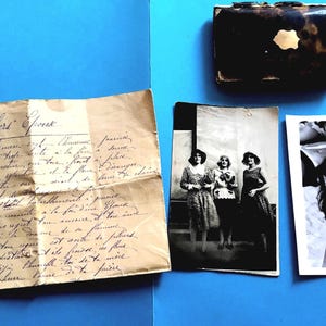 France Old personal diary, secret notebook, notepad with 3 photo + love letter: Dear wife - vintage in its original condition small notebook