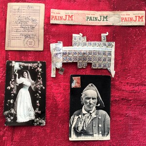 WW2-Rare-War 1939/45-Mairie of Grans France General Supply Notebook+2 postcards-Restriction Tickets-Good Coupons-Scrapbooking
