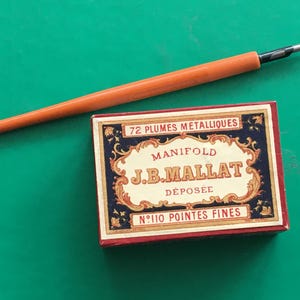 Pennini Vintage Feathers Office(articoli correlati)Scatola sigillata 72 pennini in metallo J.B. MALLAT-Punta fine Sergente Maggiore-Scrittura calligrafica