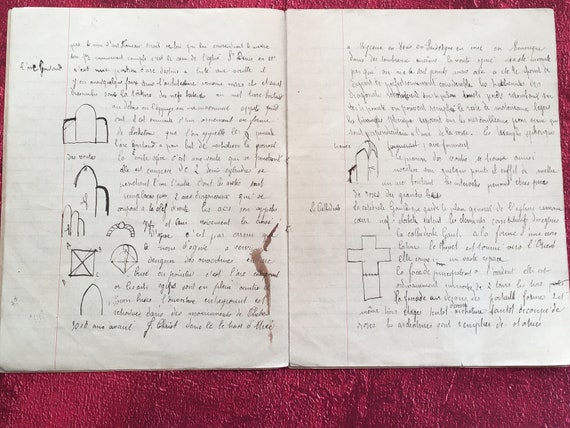 1887 Ancien Cahier D'école De Dessin ecriture , Bloc Note ,calligraphie  Vintage. Scrapbooking Les 7 Sages De Grèce 