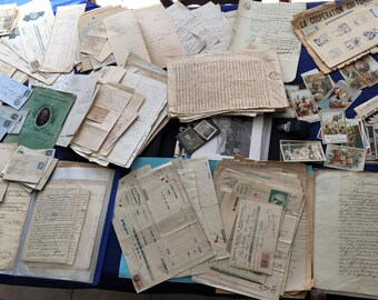5 &quot; Items &quot; of Old French paper, ephemera, art paper, scrapbooking, collage, antique, junk journal, ephemera, inspiration kit.