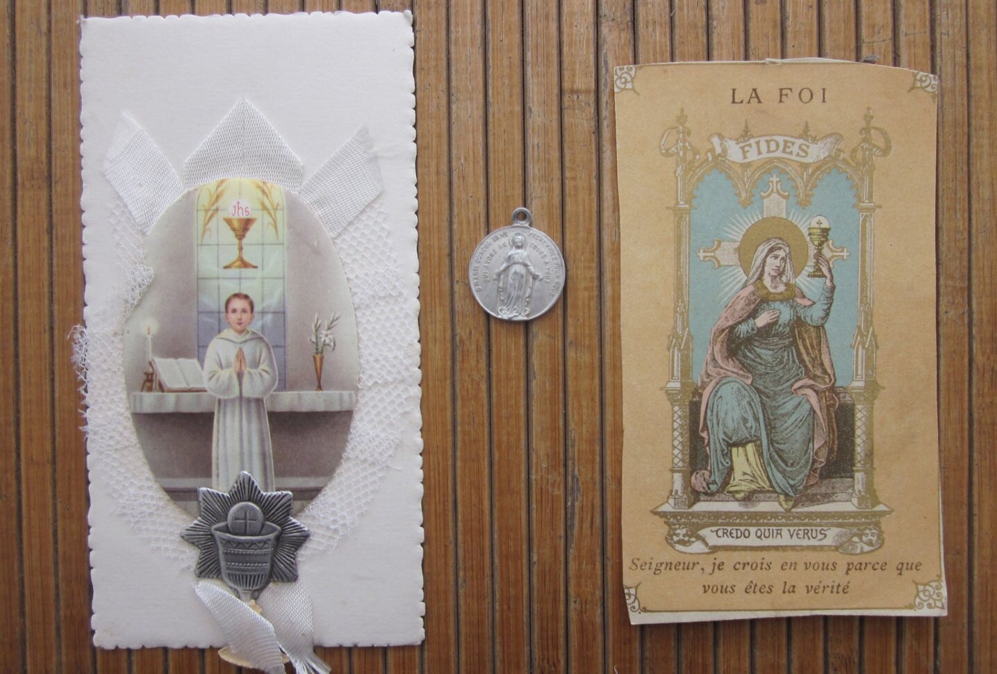 2 Religious Pictures & A MedalIcônes Chromos Images Pieuses Religion Évangéliste Chrétienne France