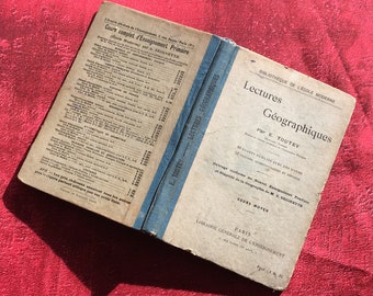 School educational book "Geographic Readings" 80 subjects - 52 images figures questionnaires & homework, Ecole Moderne France Library