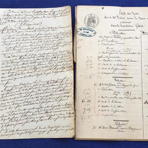 Registro de Francia 1868/1837 Raros 2 Manuscritos Royal-Theroux Stamp Production Givre-& Château de Fougères-scrapbooking