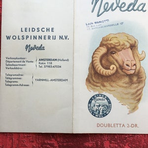 Lã * Wol * Wolle * Laines * Publicidade Vintage Folheto publicitário com amostras - Cartela de cores de lã * Amsterdã-1955-Meveda Marselha