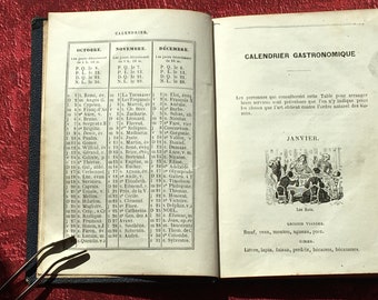 1864- Livre-Livret Recettes de cuisine de mademoiselle Catherine Almanach-Manuel de la cuisinière-Calendrier gastronomique-illustré 194 page