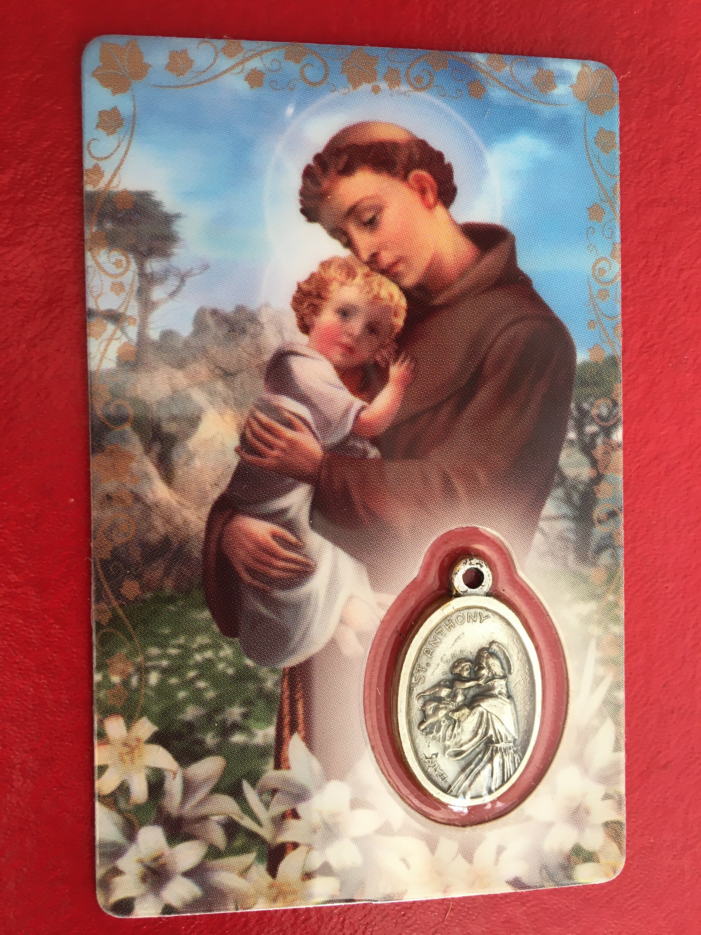 Médaille Miraculeuse-Prière à Saint-Antoine-Canivet Image Icône, Carte Sous Protection Plastique +Mé