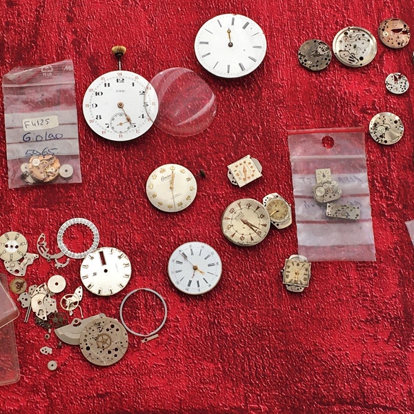 21 Lots de Montres diverses Gousset Pieces détachées  à réparer, pièces de rechange ressorts bloqués ,Retro,Old French-acier inoxydable