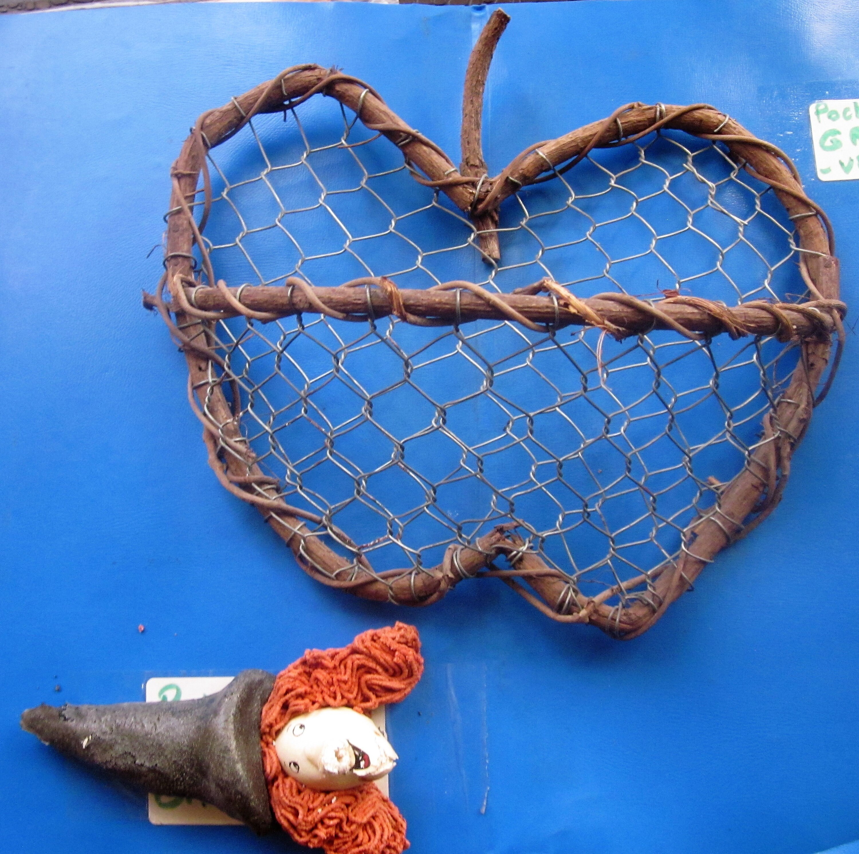 Vintage Old Woven Wire Basket Wicker Support For Wall Decoration That Can Contain Any Halloween Obje