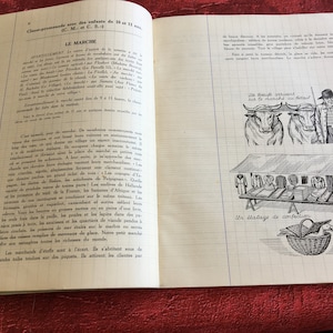 Cahier d'école de classes promenades"En face des choses"papier quadrillé dessin,collage,Orthographe,scolaire,CalligraphieCartes,scrapbooking