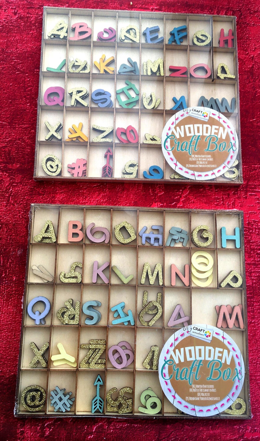 Two-boxes Kraft Craft Wooden Decorative Letters Colored Sequins-2 Boxes ...