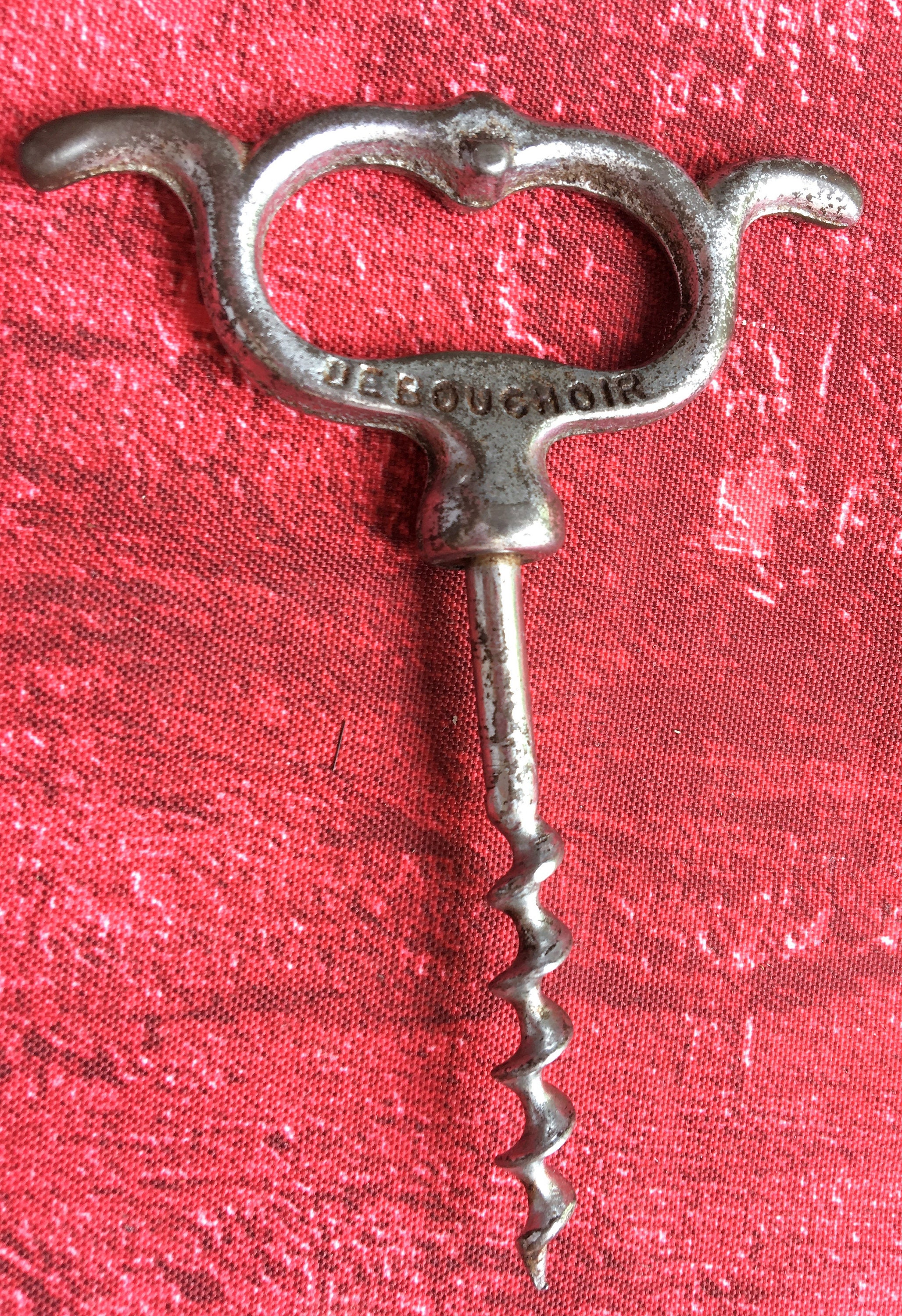 Vintage French Corkscrew Bottle Opener Débouchoir-Tire-Bouchon Acier Nickelé-A.p. Bistrot Alimentati