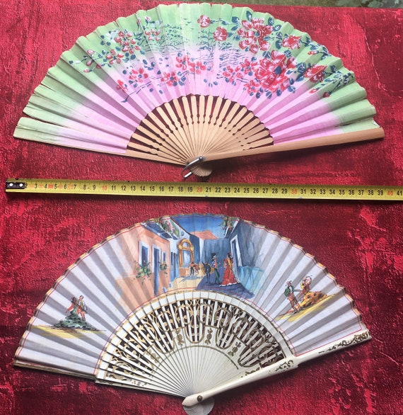 2扇子 扇子 スペイン スペインロマンティシズム 白漆塗り木製（扇子