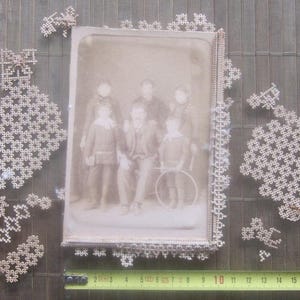 Raro francês vintage antigo francês do século 18 fotografia foto dobrável grande papel renda canivet renda francesa canivet cartão santo, 1880