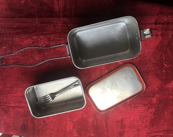 Scout Meals Military Hecho en Francia Lonchera vintage, caja de comida de metal, Camping, picnic, comida india, cocina, tazón de taller