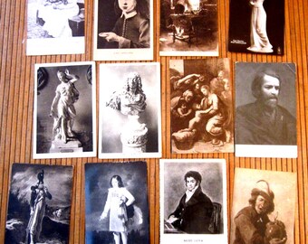 12 ( twelve)  Antique French Postcards vintage  museum musée world  Script French Free worldwide shipping