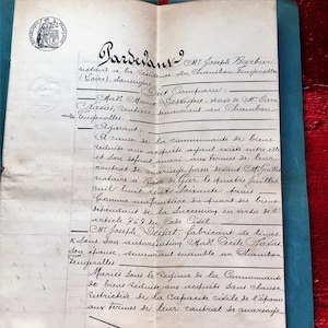 France Chambon-Feugerolles-1903-Power of Attorney Succession-Manuscript- -Marriage:1863-Scrapbooking Ephemera Storyboard Historical Document