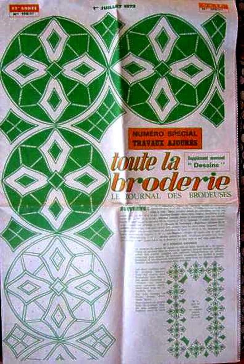 1972 French Vintage Journal des brodeuses ouvrage de dames Embroidery Broderie fantaisie monogrammes,alphabet complet,simple & combinables image 2