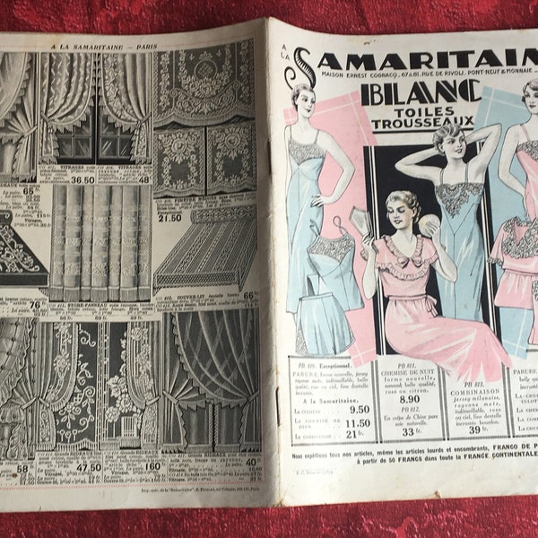 A LA SAMARITAINE catalog-1935 Advertising Catalog-Women's Clothes-White-Trousseaux Fashion-Shoes-Hats-Toys-Creative Crafts Scrapbooking