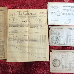 5 Manuscritos-Raros 1889-Documentos Antigos, recibos, impostos, cartas de câmbio França- A Coleção-Efêmera-Paternal-Collage-scrapbooking