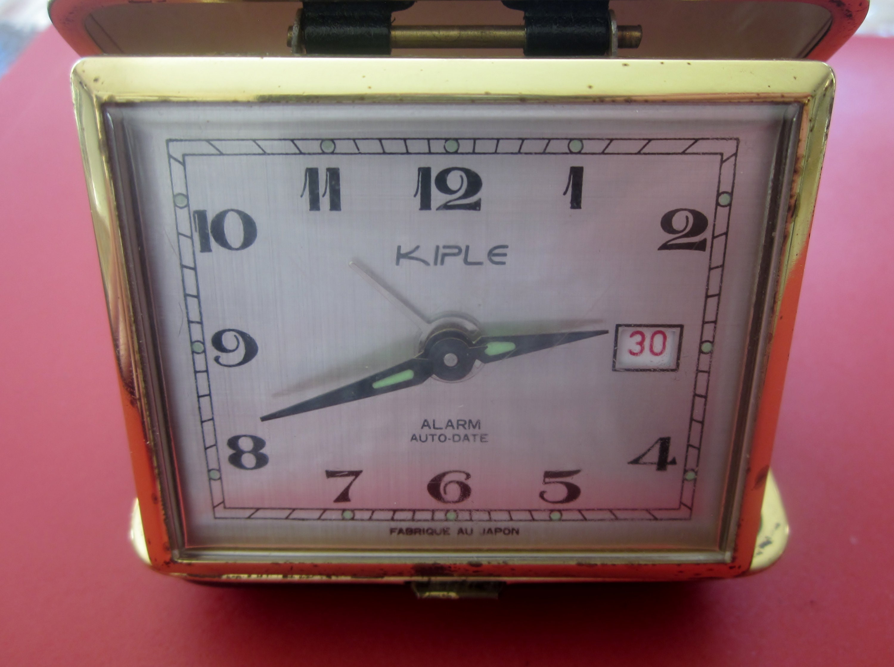 Free Shipping French Vintage Alarm Clock, Kiple Clock, Chrome Fluo, Chic Travel Clock in Case, Revei