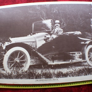 Poco común Raro Original Cartel Vintage Automóvil Coche DEDION-BOUTRON, 1913/14 Fotografía Foto "tipo" Cartel de cartón Grenoble