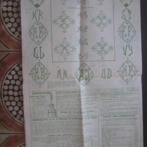 May include: A black and white page with a green and white design. The page has a list of letters and numbers with a green border. The page also has a section titled "ABONNEMENTS" and "TARIFS DES FOURNITURES".