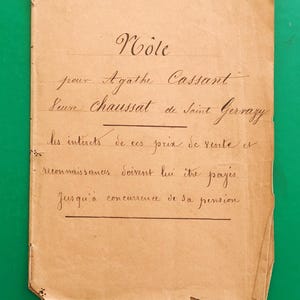 Registro de Francia 1866-Nota para Agathe Cassant Chaussat de Saint Gervazy Precio Venta-Manuscrito-documento histórico-álbum de recortes-Diario basura
