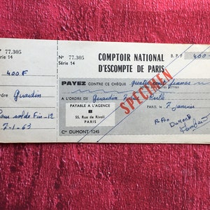 Libro di 5 assegni Libretto degli assegni - Copertine dei libretti degli assegni - Ex Comptoir National d'Escompte de Paris-Toulon Agency-illustrazione vintage