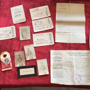 Oude papieren-burgemeester Chateaurenard-een minister veteranen-geboorteakte-ziekenhuisbrief-foto's-manuscripten kalligrafie schrijven
