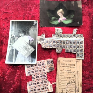 WW2-Rare-War 1939/45-Mairie of Grans France General Supply Notebook+2 postcards-Restriction Tickets-Good Coupons-Scrapbooking