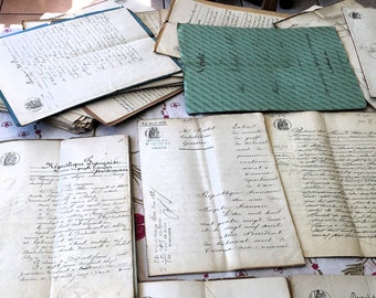 Manuscripts- 4 Old paper Napoléon III French Republic-Commercial/legal document-Ephemeral/vintage-Collection-Collage-scrapbooking