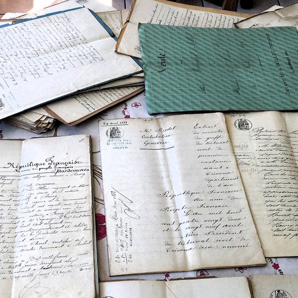Manuscrits- 4 Vieux papiers Napoléon III République Française-Document commercial/juridique-Éphémère/vintage-Collection-Collage-scrapbooking
