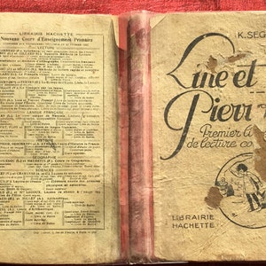 1929 Primo libro di lettura scolastica di riferimento nella linea educativa francese e nella libreria Pierrot Hachette K. Seguin Francia.
