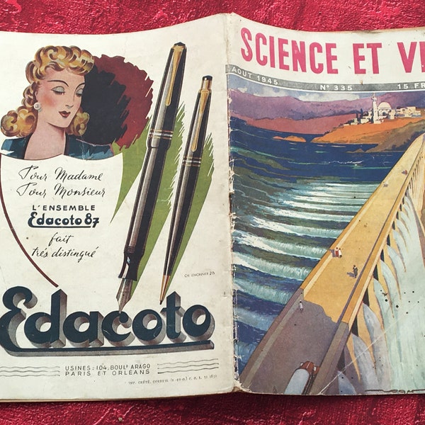 Magazine-August 1945 Science et Vie (WW2)Number 335-DDT-sponges-Militaria ammunition hollow charges-life in deserts-survival isolated organs