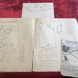 Cahier d'école Cartographie France & Outre-mer-colonie française papier dessins,collage,Orthographe,scolaire,Calligraphie-Carte,scrapbooking