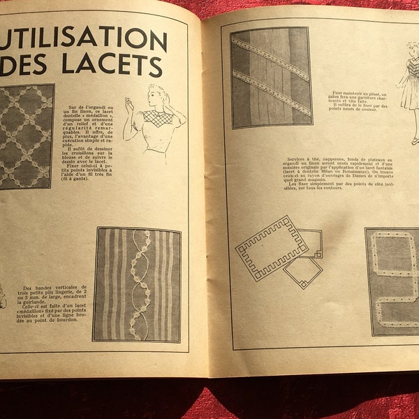 1952-Vintage:Précis Couture Linge Maison,Table-Broderie-anglaise-Décalquage-Draps-Points Tiges-Bourdon-Beauvais-Vierge-reprise-scrapbooking