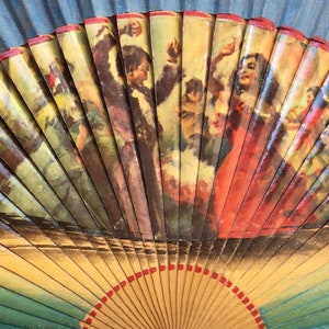 Eventail Danse espagnola Flamenco Dance espagnol éventail en bois RANGE Fan HAND FAN paint on wood made in Spain Espana Espagne handfan imagem 2